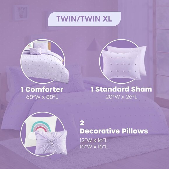 NEW Urban Habitat 4-Piece Comforter Set Callie Lavender Purple Twin / Twin XL - Picture 11 of 14
